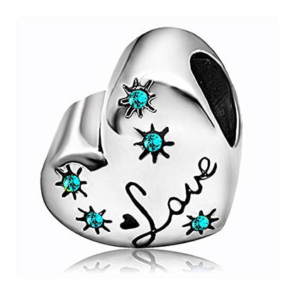 KunBead January-December Birthstone Footprint Heart Birthday Love Bead Charms Compatible with Pandora Bracelet for Mom Daughter Grandma Granddaughter - color: December