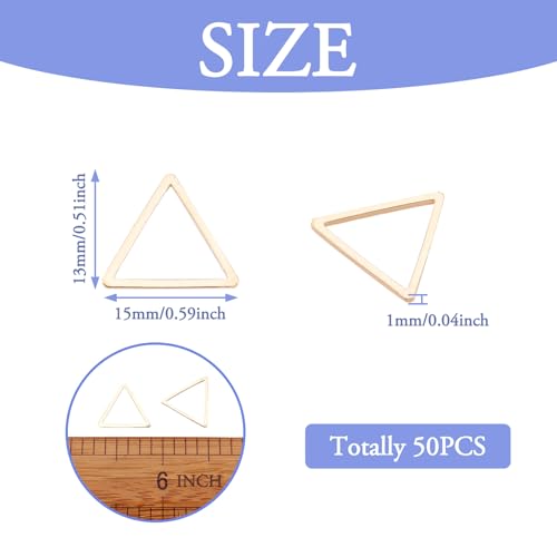 Elecrelive 50Pcs Light Gold Linking Rings Triangle Hollow Frame Charms | Metal Link Charms Frames Connectors Pendant for Earrings Bracelet Necklace Jewelry Making - color: Light Gold