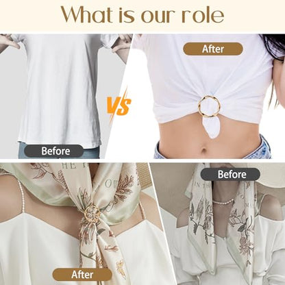 10 Pcs Scarf Ring and Slides for Scarves T Shirt Tie Clips for Women shirt clips for women clothing Shirt Waist Cincher Clips Tightener for Loose Tshirt Clothes Scarf Buckle