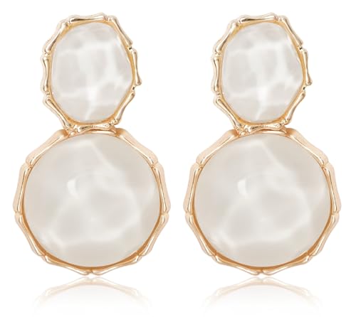 Resin Earrings for Women Acrylic Water Ripple Earring Boho Dangle Drop Earring - color: White