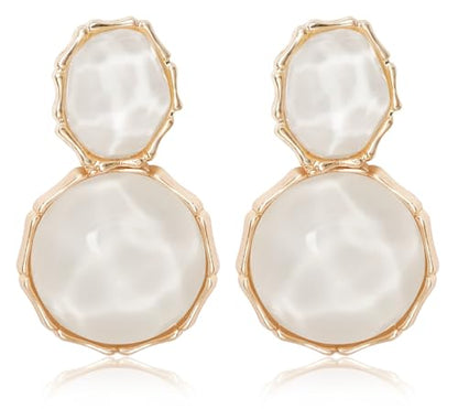 Resin Earrings for Women Acrylic Water Ripple Earring Boho Dangle Drop Earring - color: White