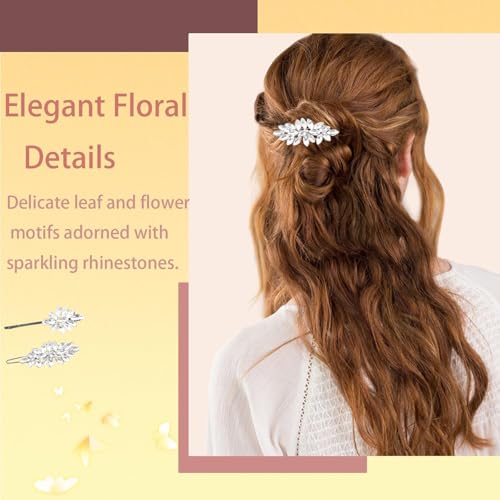 10 PCS Rhinestone Hair Clips 2.5 Inch Elegant Wedding Bridal Silver Bobby Pins Crystal Fancy Hair Accessories for Women(Fashion) - color: Fashion