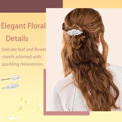 10 PCS Rhinestone Hair Clips 2.5 Inch Elegant Wedding Bridal Silver Bobby Pins Crystal Fancy Hair Accessories for Women(Fashion) - color: Fashion