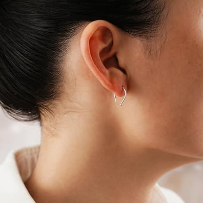 CHIC & ARTSY Half Hoop Earrings 925 Sterling Silver Huggie Earrings for Women Hypoallergenic Sterling Silver Small Huggie Hoop Earrings for Women - color: #4 half hoop