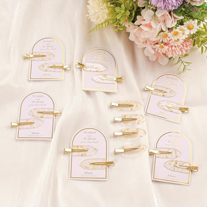16PCS No Bend Hair Clips and Glitter Gold Bangs Clips - Makeup Ready Hair Setting Kit with Bridesmaid Proposal Gift - color: 16Pcs（8 Cards）Gold Glitter hair clips