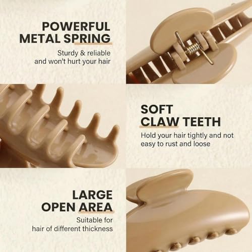4Pcs Large Claw Hair Clips for Women, 4-Inch Durable Hair Claw Clips Smooth & Easy to Wear|No Snagging & a Secure Grip, Fashion Hair Accessories for Thin & Medium Thick Hair(Blue Apricot Gray Green) - color: Group 2