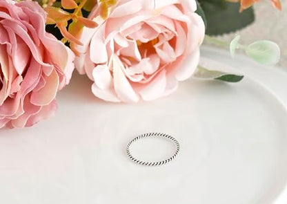 AeraVida Stylish Twist Oxidized and Polished Sterling Silver Band Ring | Ring for Women | Adorable Gift for Daughter | Anniversary Jewelry Gift Ring Size 7-9