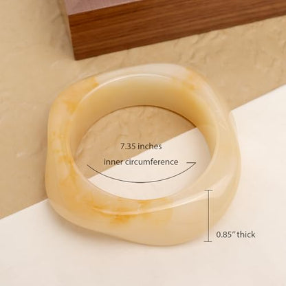 Chunky Resin Wide Bangle Bracelets for Women, Trendy Statement Minimalist Acrylic Bracelet Prom Holiday Jewelry Gift - color: Wide Beige