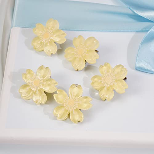 Jumwrit Flower Hair Clips Cute Snap Hair Clips Hawaii Flower Hair Clip 5PCS Hair Barrettes for Women Girls Flower Hair Accessories Clips（Yellow）