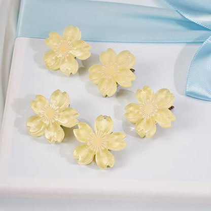 Jumwrit Flower Hair Clips Cute Snap Hair Clips Hawaii Flower Hair Clip 5PCS Hair Barrettes for Women Girls Flower Hair Accessories Clips（Yellow）