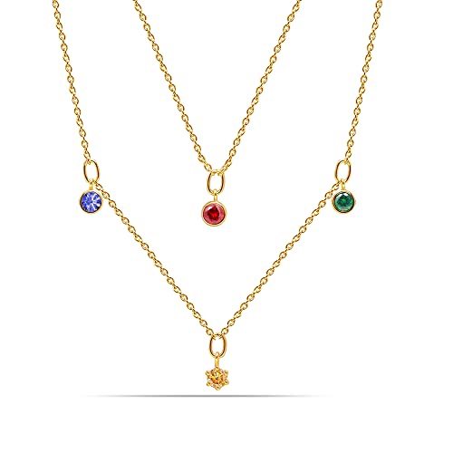 LeCalla Italian Sterling Silver Layered Necklace Handmade Multi Row Layering Necklaces for Women - color: Zirconia Layered