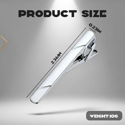Erioctry Mens Stainless Steel Tie Clips Minimalist Necktie Tie Bar Clasp Clip Clamp Pins Best Gift For Men Business Party Wedding Best Gift and Daily Life - color: Silver