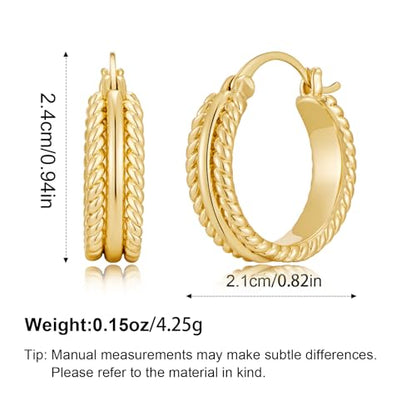 Two Tone Silver and Gold Plated Hoop Earrings for Women Mixed Metal Hypoallergenic Statement Valentines Jewelry Gifts - style: Gold Hoops