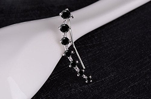 CZ Stud Earrings 925 Sterling Silver 18K Gold Plated Round Cubic Zirconia Hypoallergenic Set - color: Black