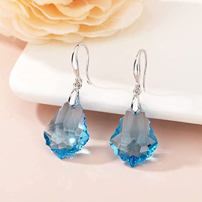 EVEVIC Austrian Crystal Baroque Teardrop Dangle Earrings for Women | 14K Gold-Plated,Hypoallergenic,Brilliant Facets,Fluid Movement,Easy-Wear Fishhook Fit,For Daily Wear And Special Occasions - color: Aquamarine