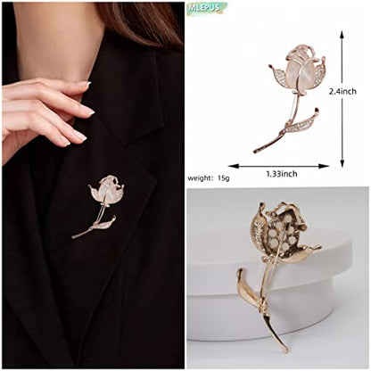 Lavender flower brooch crystal rhinestone tulip brooch elegant accessories jewelry women brooches and pins fashion jewelry wedding flowers lapel pin - color: Rose Gold