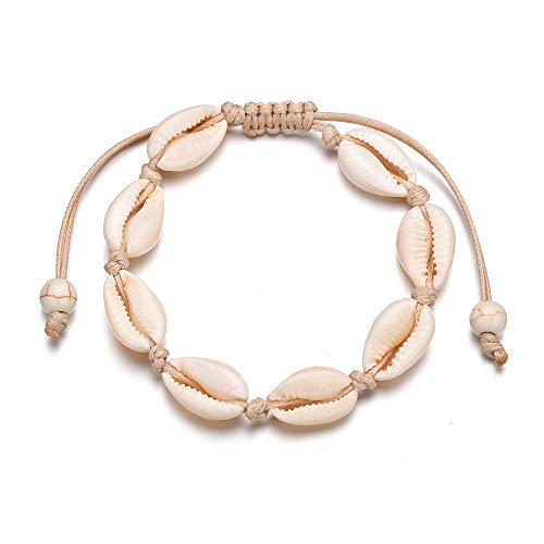 COLORFUL BLING 2 Pieces Handmade Boehmia Natural Cowrie Shell Anklet Seashell Ankle Bracelet Boho Beads Hawaii Foot Jewelry