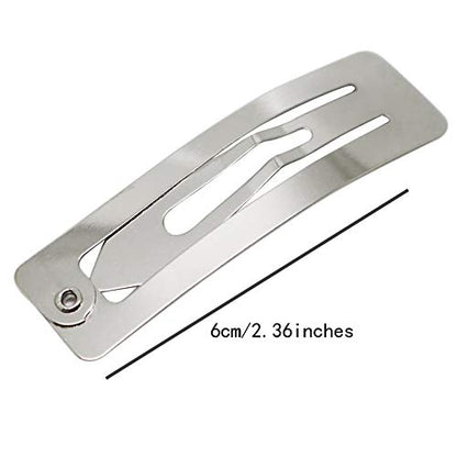 30Pcs No Slip Metal Snap Hair Clips Grips Hair Barrettes Rectangle BB Clips for Women Hair Accessories, 60mm (Silver, Black and Rose Gold)