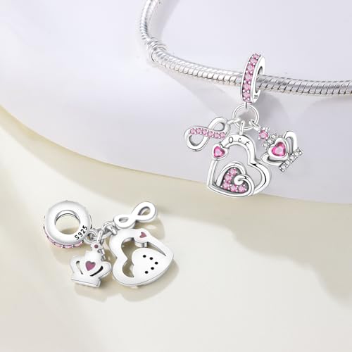 3PCS Birthstone Stone Charms for Charms Bracelet 925 Sterling Silver Infinity Love Heart Crown Dangle Charms Spacer Stopper Beads for Bracelets and Necklaces, Birthday Mother's Day Christmas Gifts For Women. - color: 10 Oct. 3PCS
