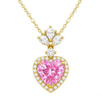 Rich London 18K Rose Gold Plated 2-in-1 Clover Heart Pendant Necklace for Women | Elegant Crystal Charm Jewellery - color: Pink Heart