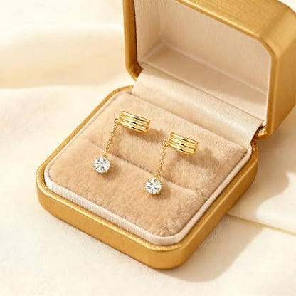 Ear Cuff Stud Earrings for Women Tassel Drop Dangle Hoop Clip Earrings Trendy Chain Climber Crawler Earrings Cubic Zirconia Huggie Hoop Cartilage Earring Fashion Jewelry Birthday Party - color: AG