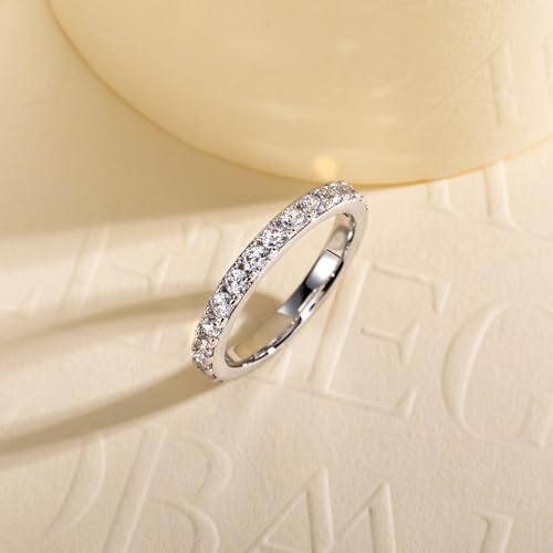 Cubic Zirconia Eternity Band Ring Round Cut/Cushion Cut 5A Grade D Color Simulant Diamond CZ Wedding Band Promise Anniversary Ring for Women - color: Wedding Band