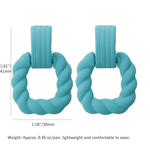 RUOFFETA Rectangle Earrings for Women, Acrylic Square Earrings Twisted Geometric Statement Jewelry - color: Aqua