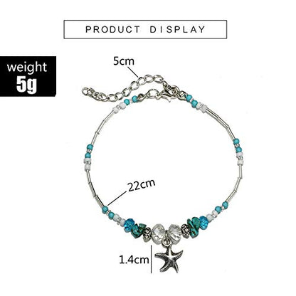 Softones Blue Starfish Turtle Anklet Multilayer Charm Beads Sea Handmade Boho Anklet Foot Jewelry for Women - style: I:Star 1