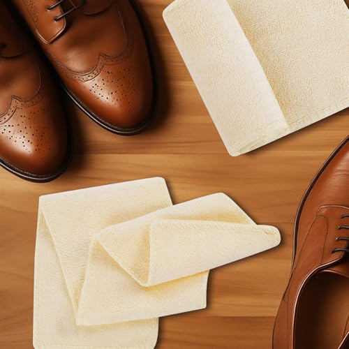 10 Pcs Shine Shoes Cloth Kit Polish Dauber Applicators Cleaning Leather Shoes Boots Microfiber Care Cloths Suede Cleaner - color: Ivory