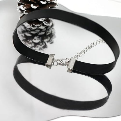 Black Choker Necklace Set Velvet Lace Choker Daisy Gothic Punk Classic Choker - color: 1pcs black leather choker
