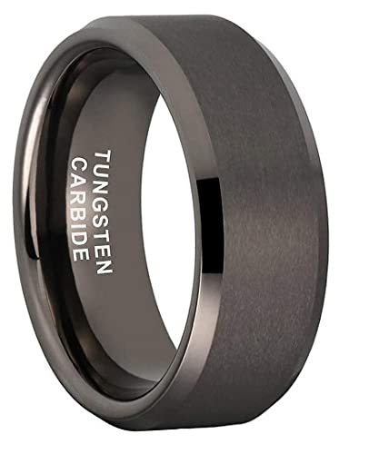 CROWNAL 3mm 5mm 7mm 9mm Tungsten Rings for Men Women Black/Silver/Gunmetal/Gold Beveled Polished Edges Matte Finish Comfort Fit 4-17 - color: Gunmetal 9mm