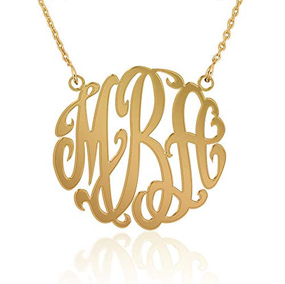 JOELLE Monogram Necklace Sterling Silver Custom Any Initial Name Necklace for Women - color: 18K Gold Plated Silver