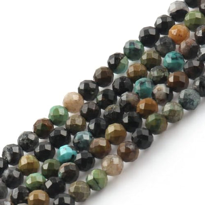 180pcs 2mm Natural African Turquoise Gemstone Beads Faceted Round Loose Stone Beads for Jewelry Making - color: African Turquoise, size: 1.9-2.4mm