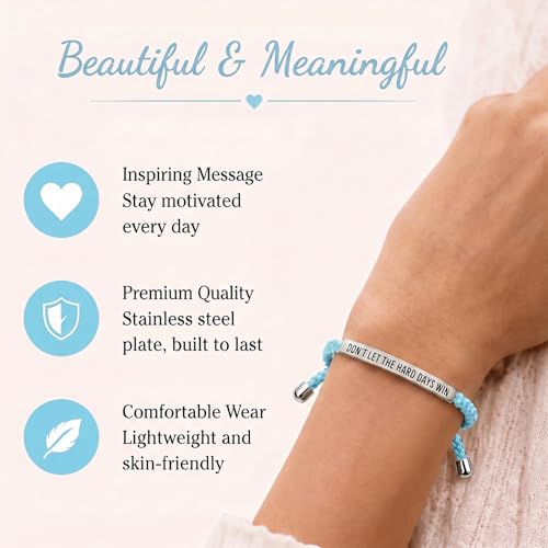 Frodete Dont Let The Hard Days Win Bracelet Inspirational Gifts for Women Adjustable Braided Tube Bracelet Gifts for Friends - color: A9:blue