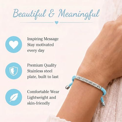Frodete Dont Let The Hard Days Win Bracelet Inspirational Gifts for Women Adjustable Braided Tube Bracelet Gifts for Friends - color: A9:blue
