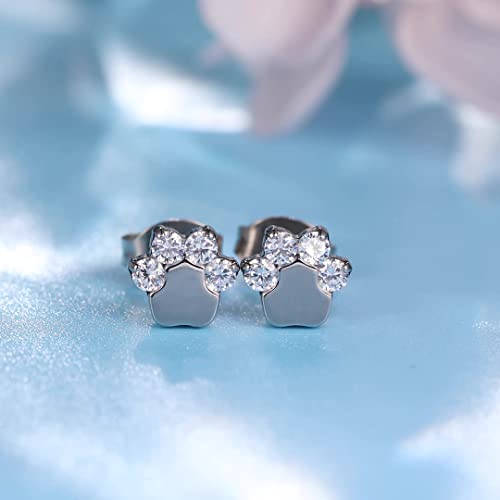 Limerencia G23 Pure Titanium Hypoallergenic Earrings | F136 Implant Grade Titanium Jewelry for Sensitive Ears - color: Cat Paws CZ