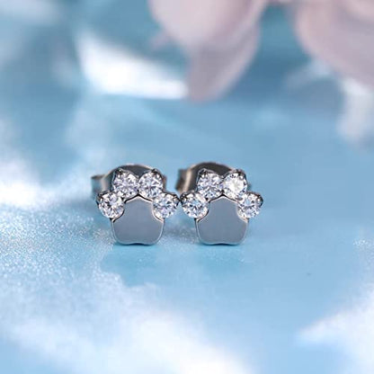 Limerencia G23 Pure Titanium Hypoallergenic Earrings | F136 Implant Grade Titanium Jewelry for Sensitive Ears - color: Cat Paws CZ