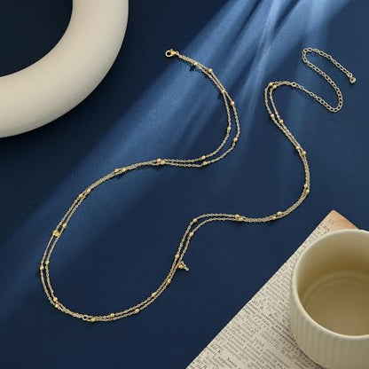 Waist Chain for Women 14K Gold/Silver Plated Body Chain Beads Link Belly Chains Belly Belt Waist Beads Chains Adjustable Sexy Bikini Body Jewelry Daily Belts Gifts for Women - style: Layered Beads-GD