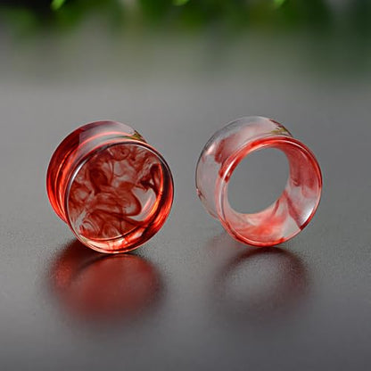 COOEAR 2 Pairs Matched Set Gauges for Ears Flesh Tunnels Kits Plugs Earrings Red Acrylic Ear Expander Stretchers Piercing. - color: 50mm