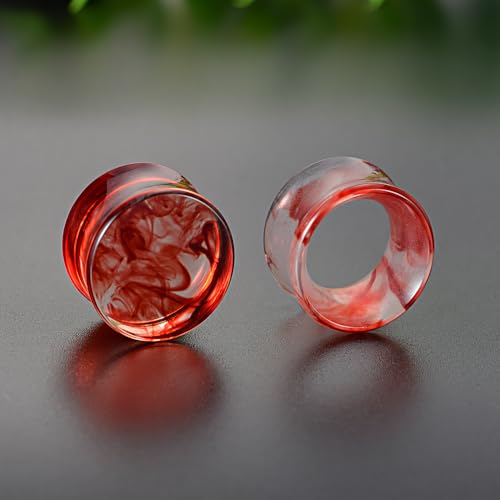COOEAR 2 Pairs Matched Set Gauges for Ears Flesh Tunnels Kits Plugs Earrings Red Acrylic Ear Expander Stretchers Piercing. - color: 45mm