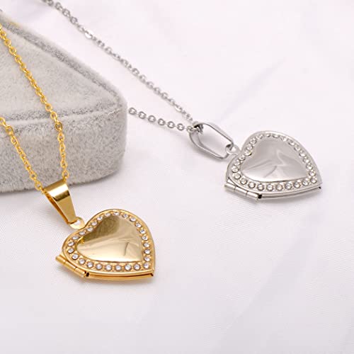 Paialco Heart Shaped Locket Pendant Necklace for Women - color: Set Diamond-Yellow