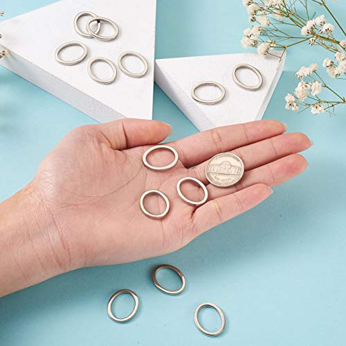 30Pcs Oval Linking Charms Open Bezel Hollow Frame Charm Pendants Linking Ring Connector Stainless Steel Beading Hoop for Earrings Bracelet Necklace Jewelry Making - color: Antique Silver - Oval