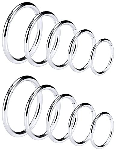 Vsnnsns 14G 16G Septum Nose Rings Hoops Lip Ring Piercing Jewelry 316L Surgical Steel Hinged Segment Clicker Cartilage Tragus Helix Conch Rook Daith Lobe Earrings Hoops Piercing Jewelry for Women Men - color: 14G-Silver