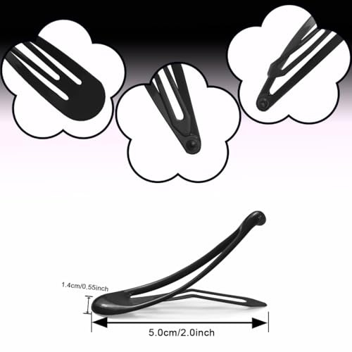 ELANE 80 Pcs Metal Snap Hair Clips for Women,Small Snap Barrettes for Women Girls Thick Fine Hair (Black) - color: Black