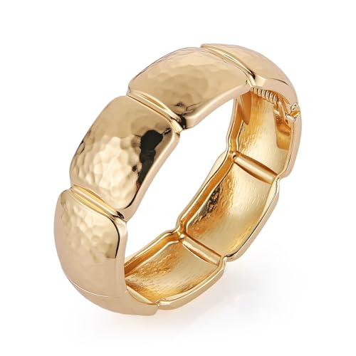 HZMAN Chunky Gold Cuff Bracelets for Women Thick Wide Bangle Bracelet Hammered Open Hinge Wrist Cuff Bracelet Jewelry Gift - color: 13.Small Rectangular Gold
