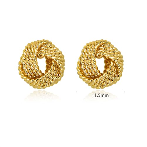 Love Knot Stud Earrings for Women Gold Plated Knot Earrings Geometric Twisted Statement Earrings Trendy Jewelry - color: Silver 11.5mm Twisted Knot
