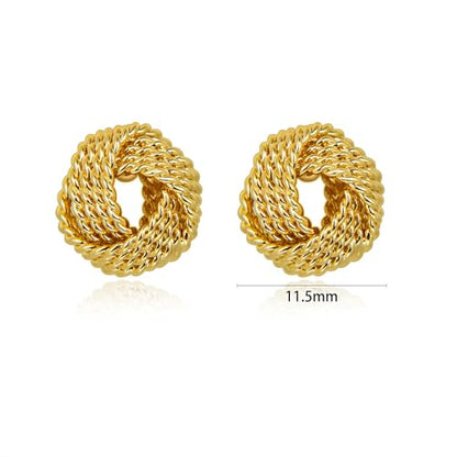 Love Knot Stud Earrings for Women Gold Plated Knot Earrings Geometric Twisted Statement Earrings Trendy Jewelry - color: Silver 11.5mm Twisted Knot