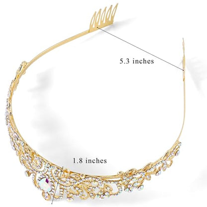 TAROSE Tiaras for Women, Birthday Crown and Sash for Girls | Birthday Sash Sunglasses Outfit, Birthday Gift for Women Girls, Goddess Crown Bride/Halloween/Prom/Party/Costume - color: 1 D. Gold+ab