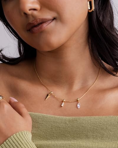 PAVOI 14K Gold Plated Dainty Necklace with Removable Charms Set for Women | 2 and 3-Pack Small Motif & Mantra Pendants, Adjustable Chain Gold Charm Necklace, Cute Jewelry Gifts - style: Minimalist Pack