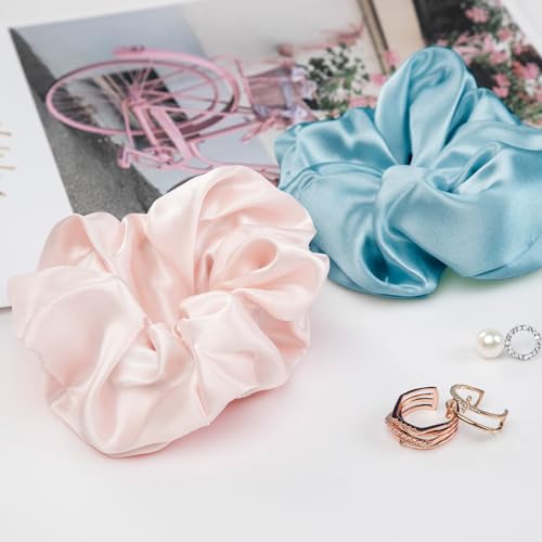 LILYSILK Silk Hair Scrunchies/Ties for Frizz & Breakage Prevention, 100% Mulberry, No Damage, Elastic ponytail Holders, 1Pc, Blue Haze - color: Blue Haze